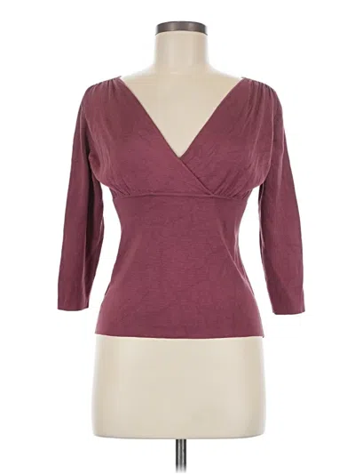 Pre-owned Ann Taylor 3/4 Sleeve T-shirt In Burgundy