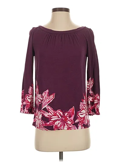Pre-owned Ann Taylor 3/4 Sleeve T-shirt In Burgundy