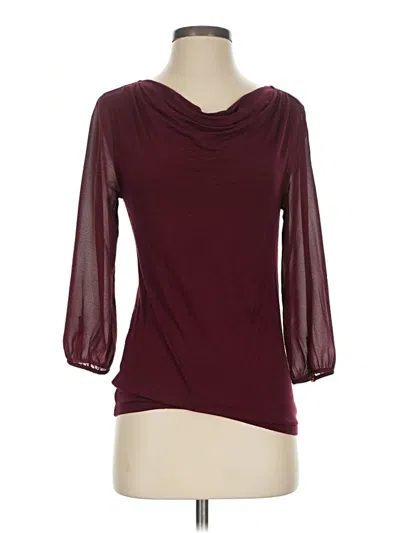 Pre-owned Ann Taylor 3/4 Sleeve T-shirt In Burgundy