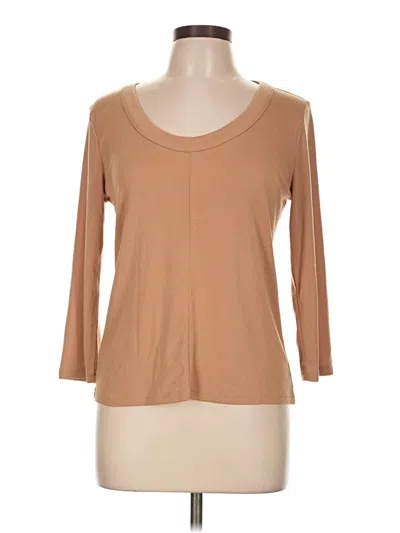 Pre-owned Ann Taylor 3/4 Sleeve T-shirt In Tan