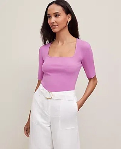 Ann Taylor Angled Square Neck Top In Orchid Glow