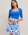 Ann Taylor Angled Square Neck Top In Power Blue