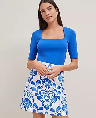 Ann Taylor Angled Square Neck Top In Power Blue