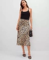 Ann Taylor Animal Print Bias Midi Slip Skirt