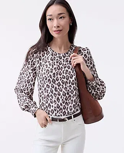 Ann Taylor Animal Print Crew Neck Blouse