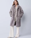 Ann Taylor Animal Print Faux Fur Coat In Silver