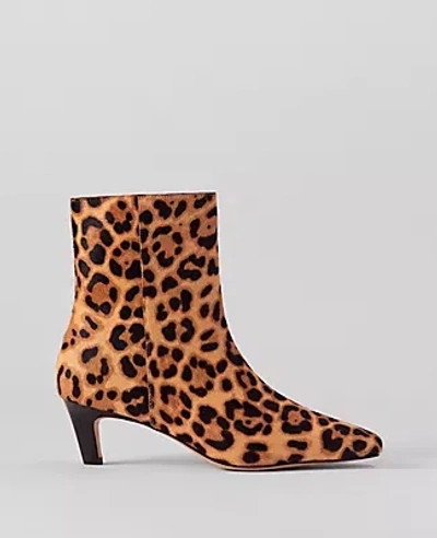 Ann Taylor Animal Print Haircalf Skinny Heel Bootie In Brown Multi