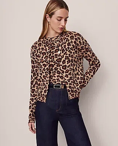 Ann Taylor Animal Print Jacquard Cardigan