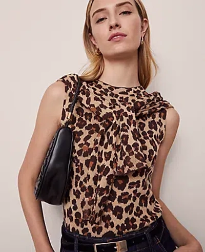 Ann Taylor Animal Print Jacquard Sweater Shell Top