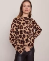Ann Taylor Animal Print Mock Neck Sweater In Brown