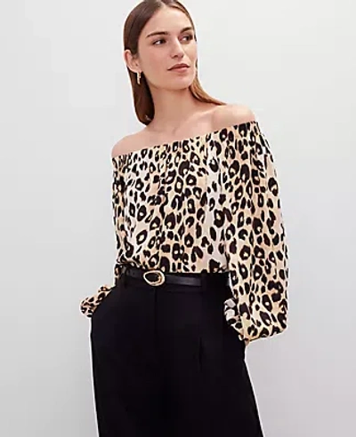Ann Taylor Animal Print Off The Shoulder Top