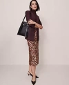 Ann Taylor Animal Print Satin Bias Slip Skirt