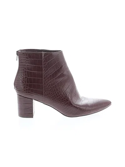 Pre-owned Ann Taylor Ankle Boots In Burgundy