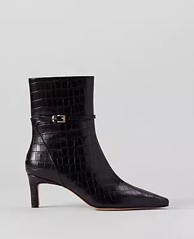 Ann Taylor Ankle Chain Croco Bootie In Black