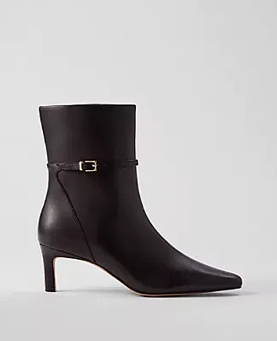 Ann Taylor Ankle Chain Leather Bootie In Black