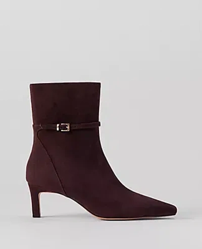 Ann Taylor Ankle Chain Suede Bootie In Carob