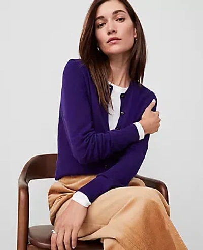 Ann Taylor Ann Cardigan In Midnight Mulberry