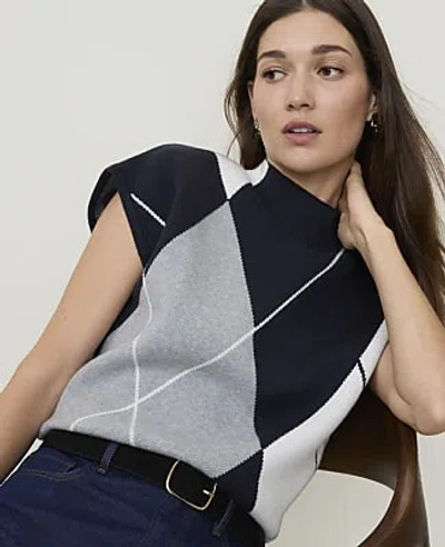 Ann Taylor Argyle Jacquard Sweater Shell Top In Night Sky