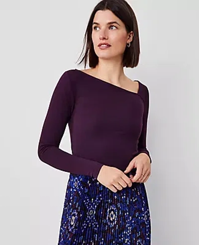 Ann Taylor Asymmetric Neck Top In Purple Moon