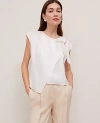 Ann Taylor Asymmetric Tie Top In White