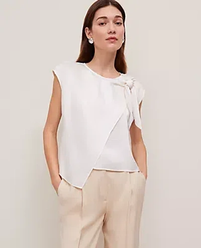 Ann Taylor Asymmetric Tie Top In White