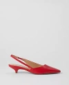 Ann Taylor Asymmetrical Leather Slingback Kitten Heel Pumps In Bright Cherry