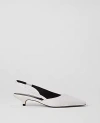 Ann Taylor Asymmetrical Leather Slingback Kitten Heel Pumps In Winter White