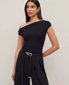 Ann Taylor Asymmetrical One-shoulder Top In Black