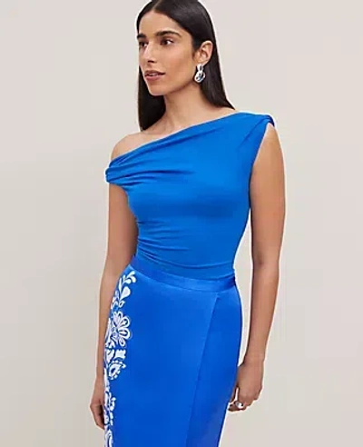 Ann Taylor Asymmetrical One-shoulder Top In Power Blue
