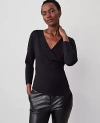 Ann Taylor Asymmetrical Wrap Top In Black