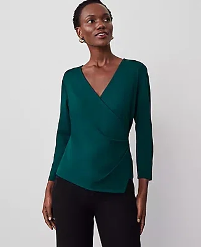 Ann Taylor Asymmetrical Wrap Top In Rainforest