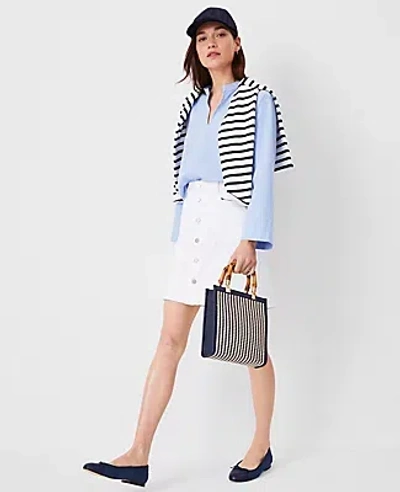 Ann Taylor At Weekend Denim Skirt In White