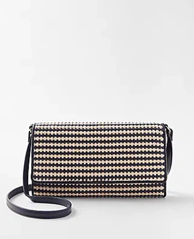 Ann Taylor At Weekend Woven Leather Crossbody Bag In Night Sky