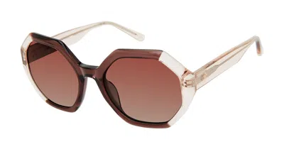 Ann Taylor Atp923 Polarized C03 Women's Sunglasses Brown Size 52 In Red