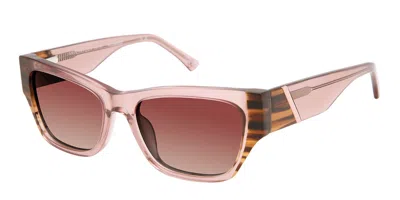 Ann Taylor Atp934 Polarized C02 Women's Sunglasses Pink Size 53 In Orange
