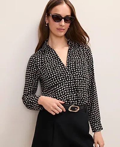 Ann Taylor Batik Camp Shirt In Black