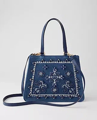 Ann Taylor Beaded Crossbody Bag In Blue