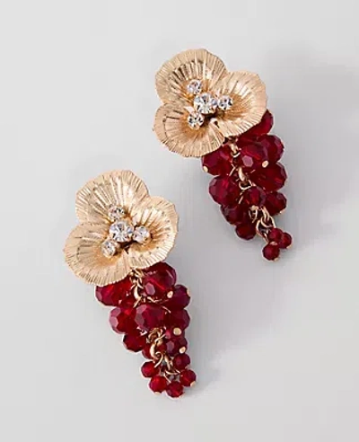 Ann Taylor Beaded Flower Tassel Drop Earrings In Gold