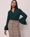 Ann Taylor Bell Sleeve Blouse In Green