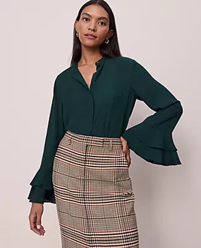 Ann Taylor Bell Sleeve Blouse In Green
