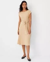 ANN TAYLOR BELTED CAP SLEEVE FLARE DRESS