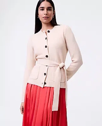 Ann Taylor Belted Crew Neck Cardigan