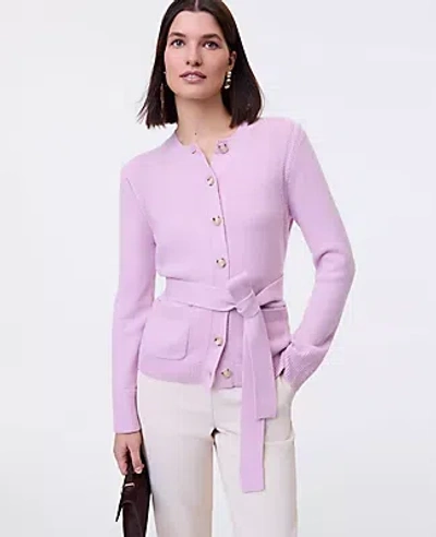 Ann Taylor Belted Crew Neck Cardigan