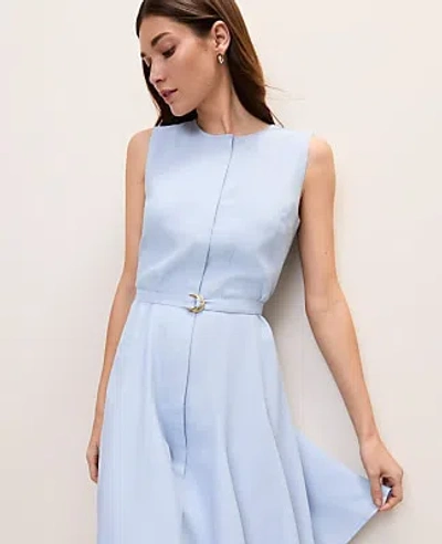 Ann Taylor Belted Crew Neck Flare Dress In Multi