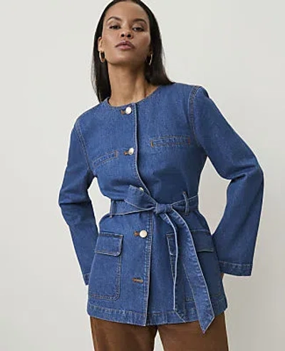 Ann Taylor Belted Denim Jacket In Addell Wash
