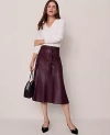 Ann Taylor Belted Faux Leather Skirt In Brown
