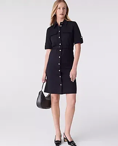 Ann Taylor Belted Flare Dress In Black
