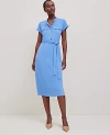 Ann Taylor Belted Knit Shirtdress In Maritime Blue