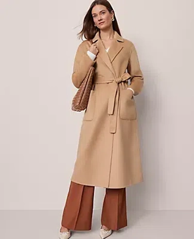 Ann Taylor Belted Notch Collar Coat In Brown