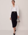 Ann Taylor Belted Ponte Pencil Skirt In Black